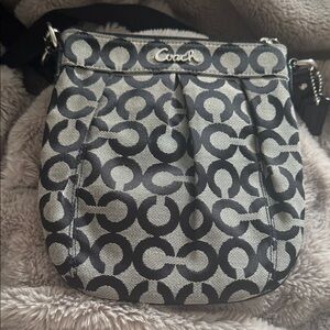 Coach Signature Black and Gray Crossbody Bag